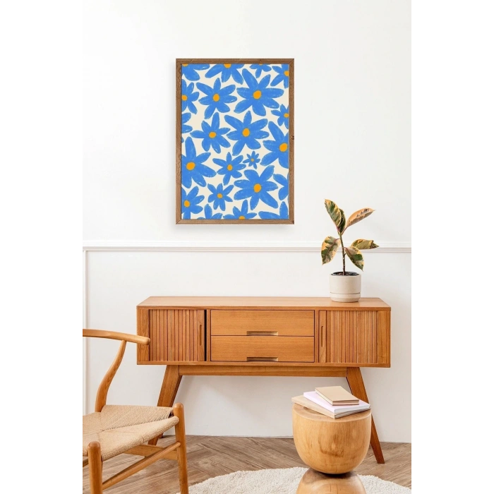 Çiçekler Ahşap Çerçeveli Tablo 50 x 70
