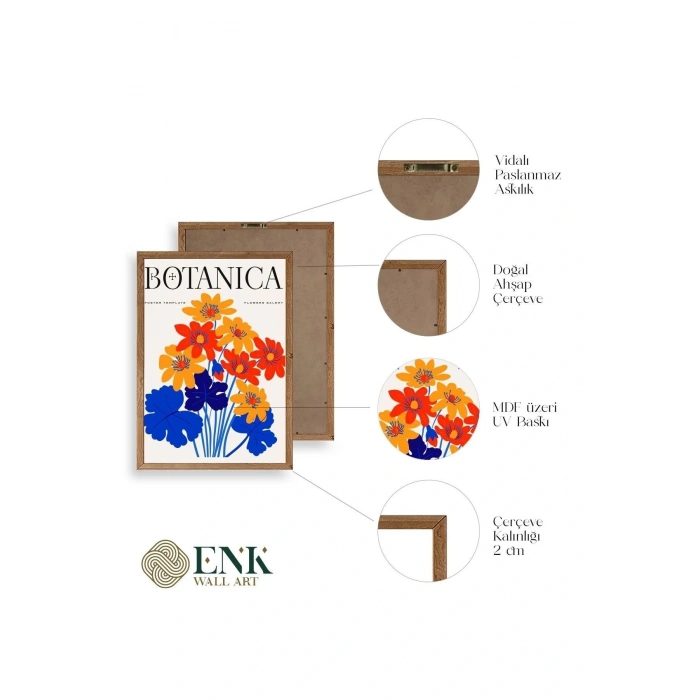 Çiçekler Ahşap Çerçeveli Tablo 50 x 70