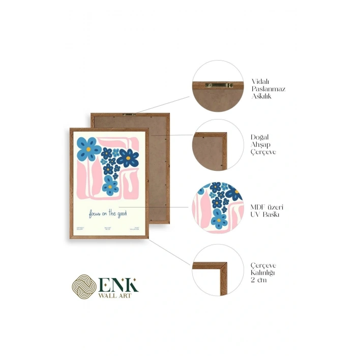 Çiçekler Ahşap Çerçeveli Tablo 50 x 70