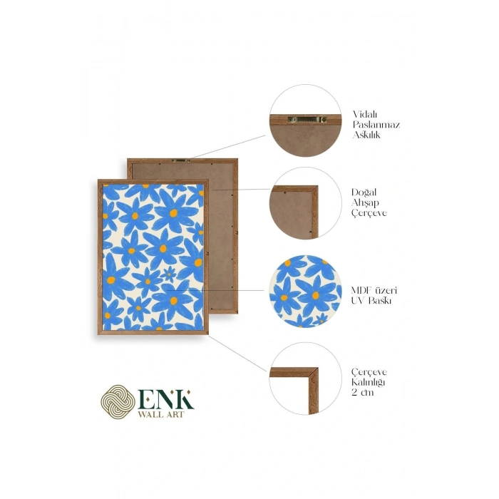 Çiçekler Ahşap Çerçeveli Tablo 50 x 70