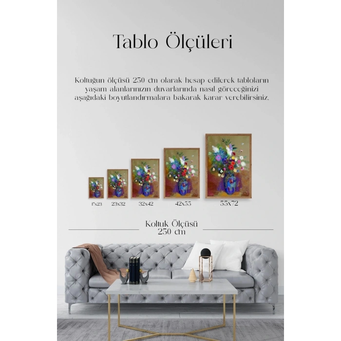 Çiçekler Ahşap Çerçeveli Tablo 50 x 70