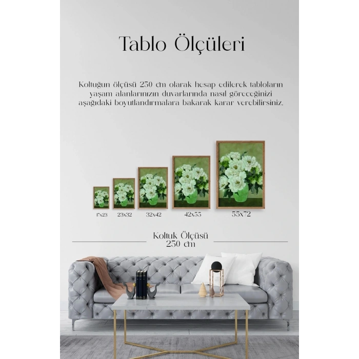 Çiçekler Ahşap Çerçeveli Tablo 50 x 70