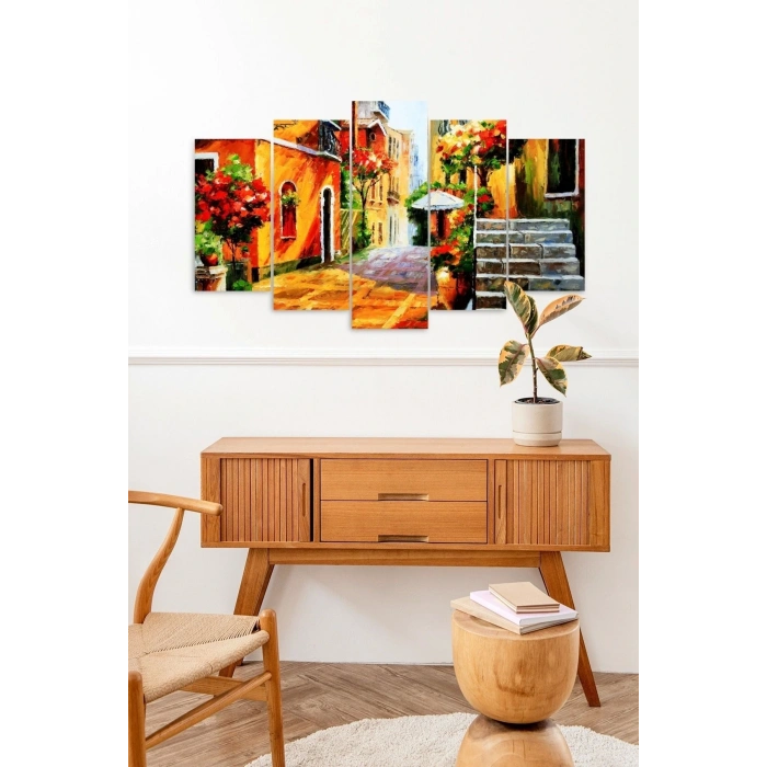 Çiçekler Bahar 5 Parçalı Mdf Tablo 60 x 100