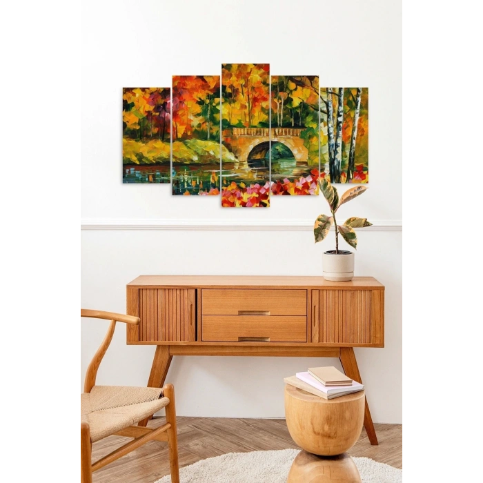 Çiçekler Manzara 5 Parçalı Mdf Tablo 60 x 100