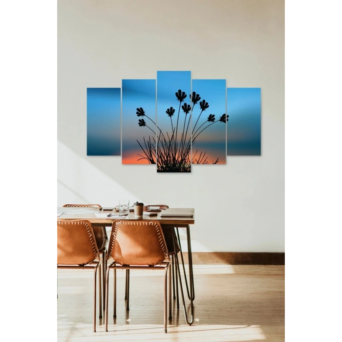 Çiçekler Manzara 5 Parçalı Mdf Tablo 60 x 100