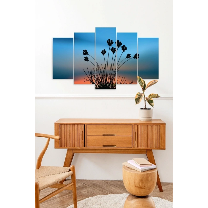 Çiçekler Manzara 5 Parçalı Mdf Tablo 60 x 100