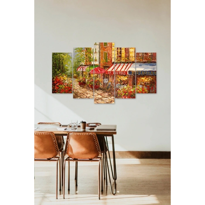 Çiçekler Manzarası 5 Parçalı Mdf Tablo 60 x 100