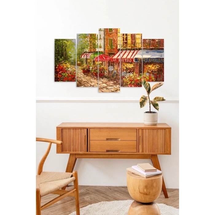 Çiçekler Manzarası 5 Parçalı Mdf Tablo 60 x 100