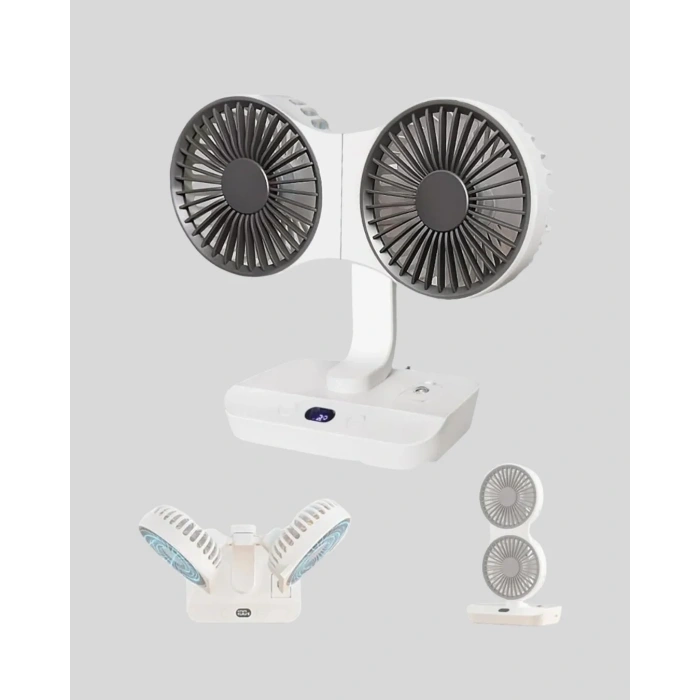 Çift Başlıklı Masaüstü Fan 720° Dönme Gece Lambası