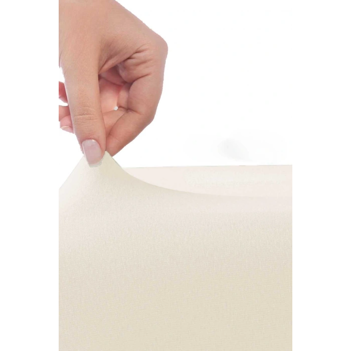Çift Kişilik Düz Penye %100 Pamuklu Lastikli Çarşaf 160X200 Newsheet Ekru