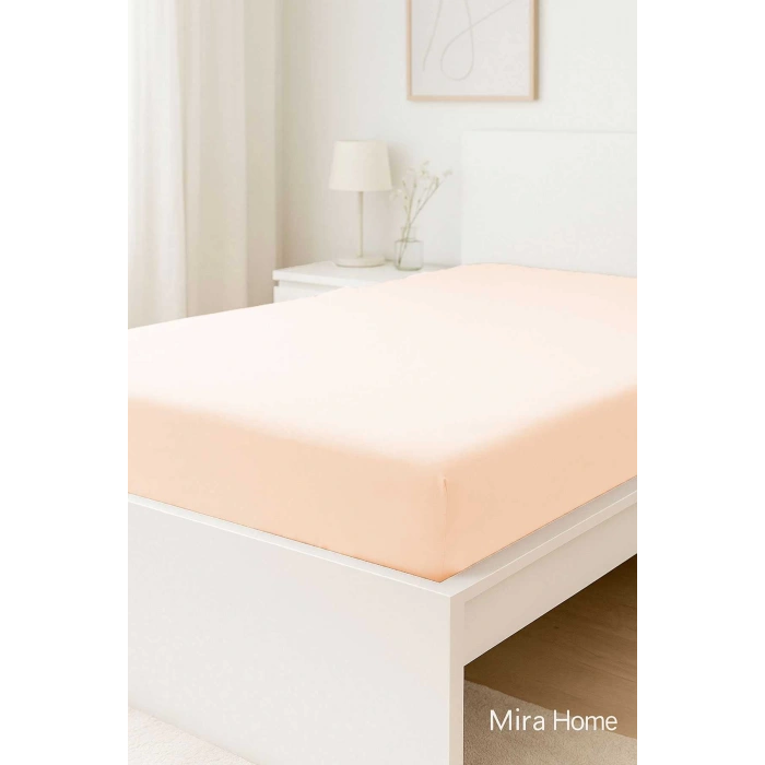 Çift Kişilik Düz Penye %100 Pamuklu Lastikli Çarşaf 160X200 Newsheet Somon