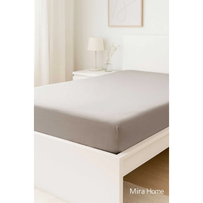 Çift Kişilik Düz Penye  %100 Pamuklu Lastikli Çarşaf 180X200 Newsheet Gri