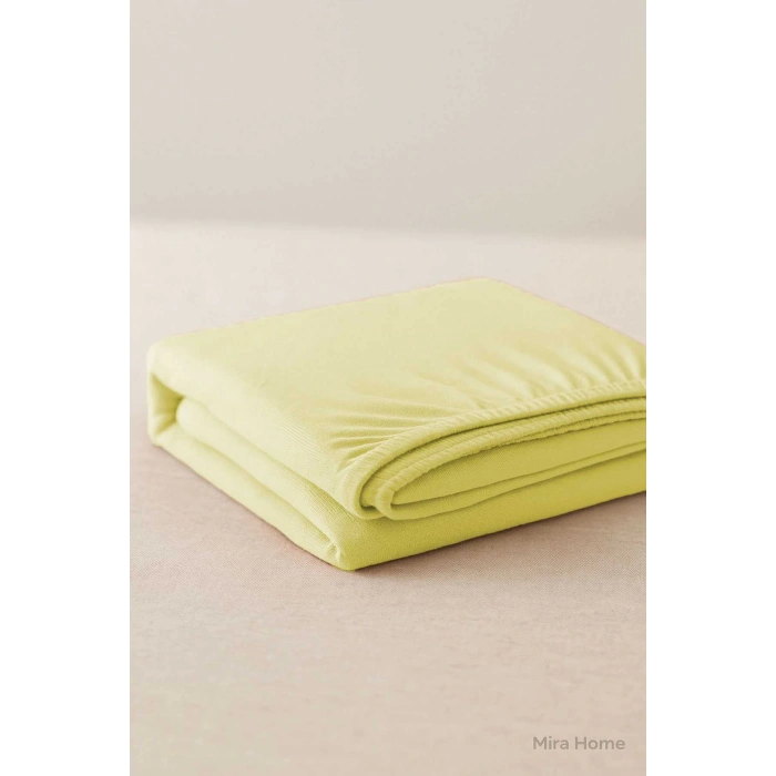 Çift Kişilik Düz Penye  %100 Pamuklu Lastikli Çarşaf 180X200 Newsheet Sarı
