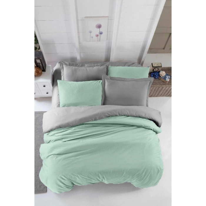 Двуспальный комплект постельного белья с натяжной простыней Хлопковый Four Season Mint Grey