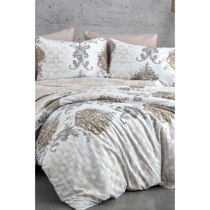 Çift Kişilik Nevresim Takımı Pamuklu Bej Asalet