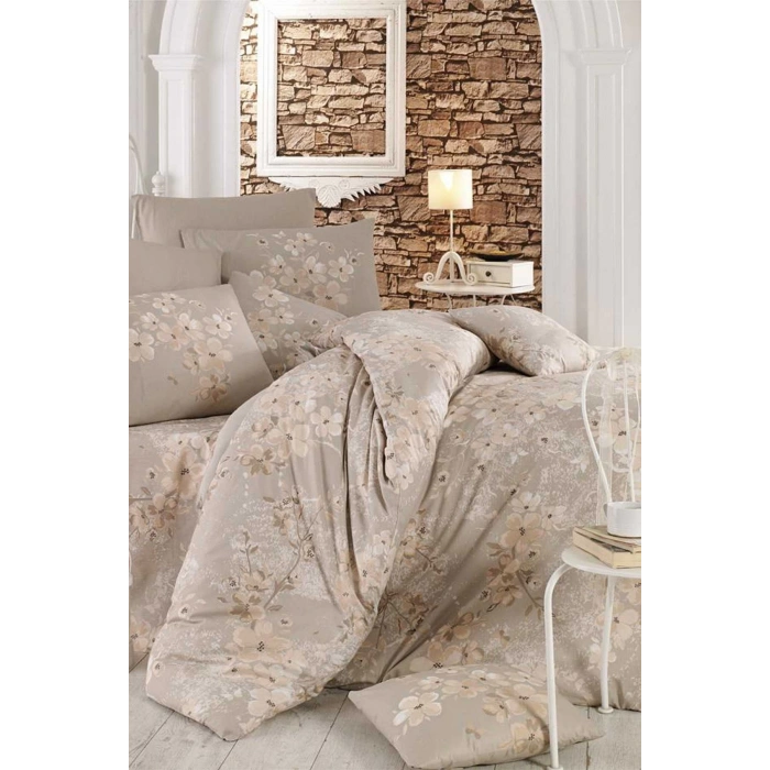 Двуспальный Комплект Постельного Белья Хлопковый Бежевый Весна