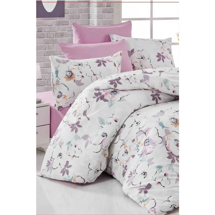 Çift Kişilik Nevresim Takımı Pamuklu Lavanta Baharı