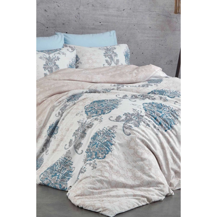 Двуспальный комплект постельного белья Хлопковый Голубая Элегантность