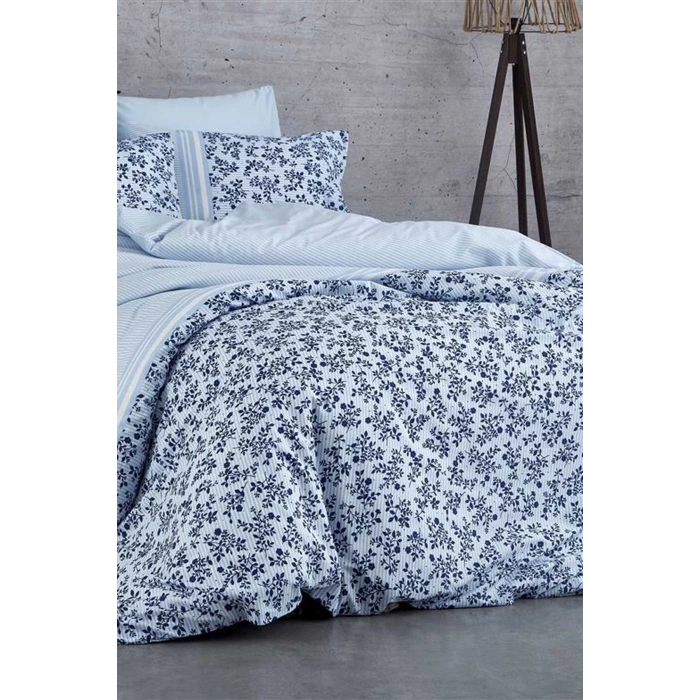 Двухместный Комплект Постельного Белья Хлопковый Синий Цветочный Сон