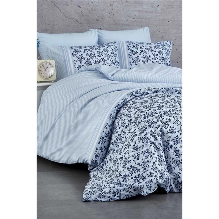 Двухместный Комплект Постельного Белья Хлопковый Синий Цветочный Сон