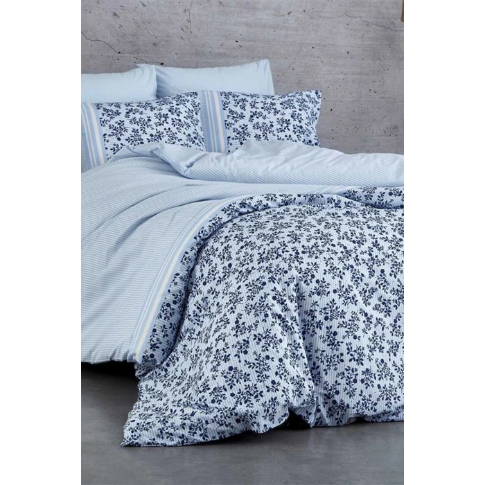 Двухместный Комплект Постельного Белья Хлопковый Синий Цветочный Сон