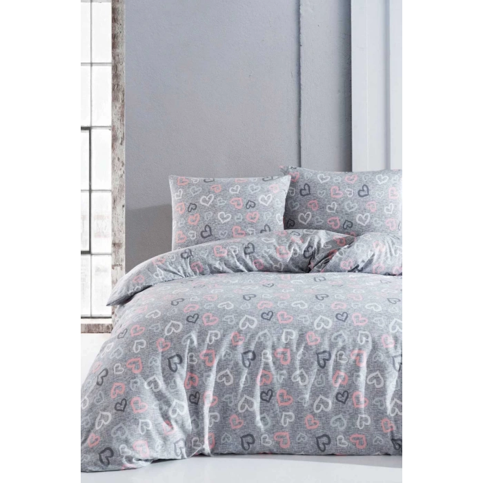 Двуспальный комплект постельного белья из хлопка романтический серый