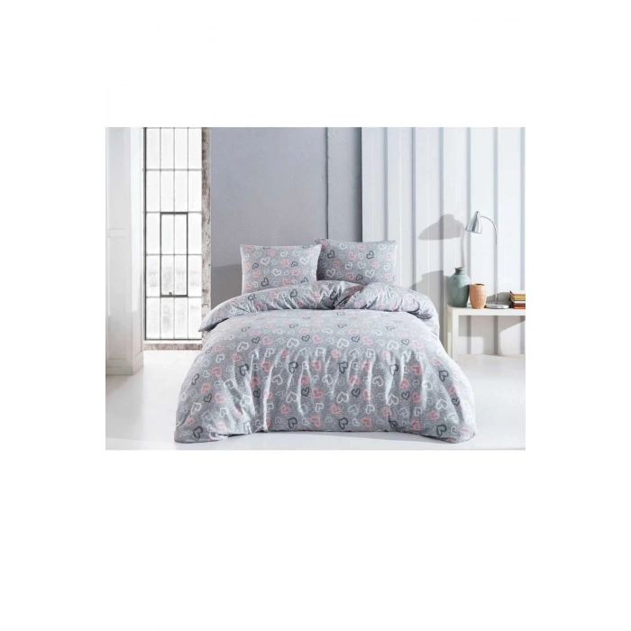 Двуспальный комплект постельного белья из хлопка романтический серый