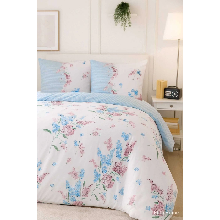 Çift Kişilik Pamuklu Nevresim Takımı Krizantem Desenli