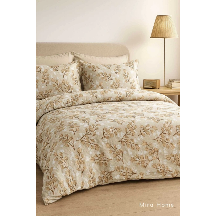 Çift Kişilik Pamuklu Nevresim Takımı Yaprak Desenli