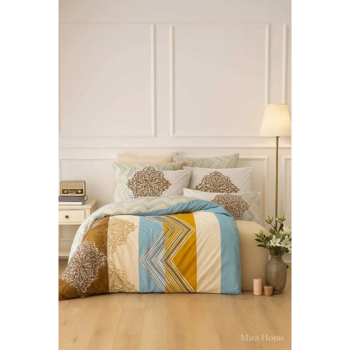 Çift Kişilik Pamuklu Nevresim Takımı Zigzag Desenli