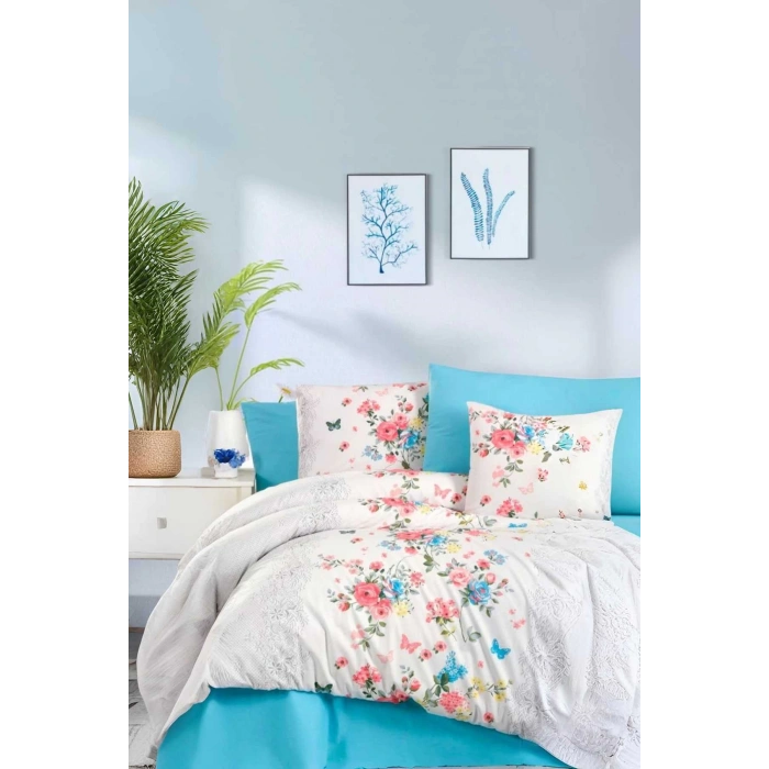 Çift Kişilik Ranforce Nevresim Takımı %100 Pamuklu Butterfly