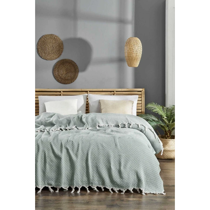 Двуспальное Покрывало Deniz Зеленое 200 x 230 см