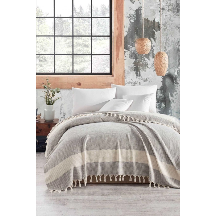 Çift Kişilik Yatak Pikesi Luna Açık Gri 200 x 230 Cm