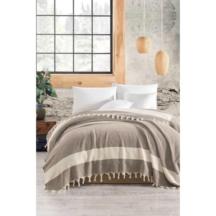 Çift Kişilik Yatak Pikesi Luna Kahve 200 x 230 Cm