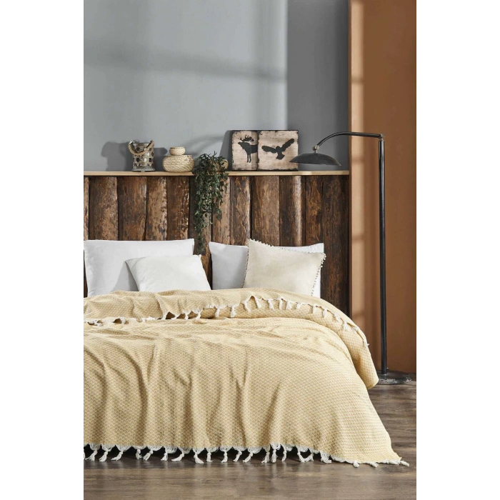 Двуспальное покрывало Yelda Желтое 200 x 230 см