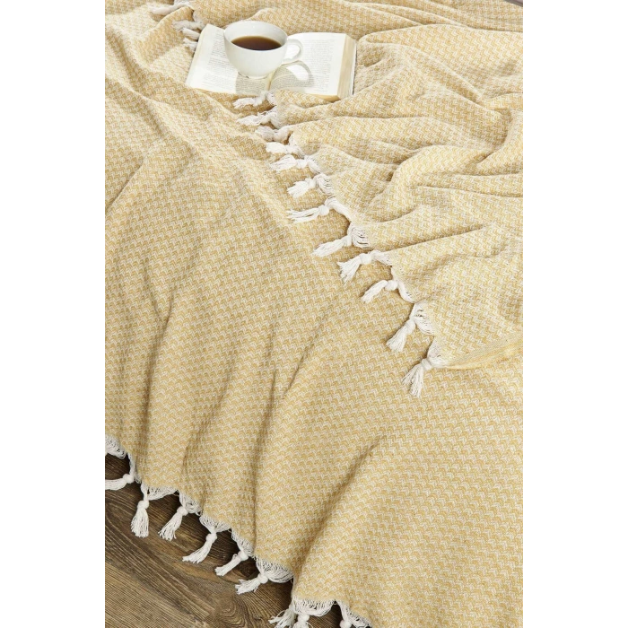 Двуспальное покрывало Yelda Желтое 200 x 230 см