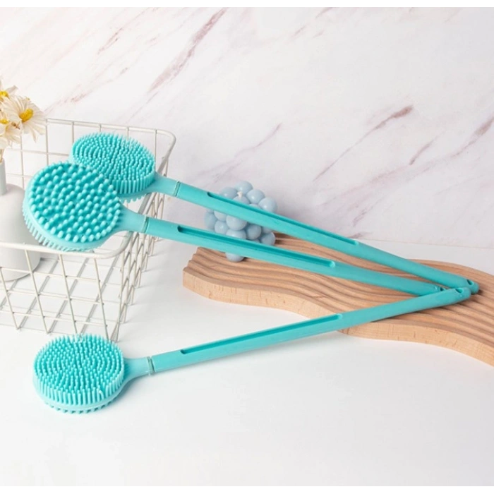 Çift Taraflı Silikon Uzun Saplı  Banyo Fırçası CM-331 (5365)