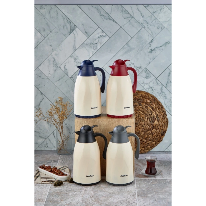 CKR-2075 1.3LT RENKLİ CAM HAZNELİ RETRO PLASTİK TERMOS (5365)