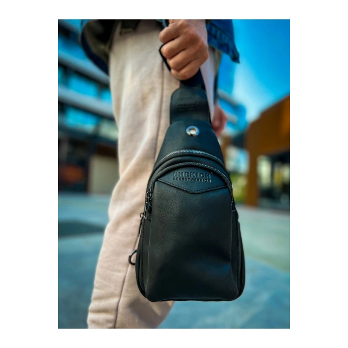 CNT008 - Leather Mens Shoulder Bag BLACK