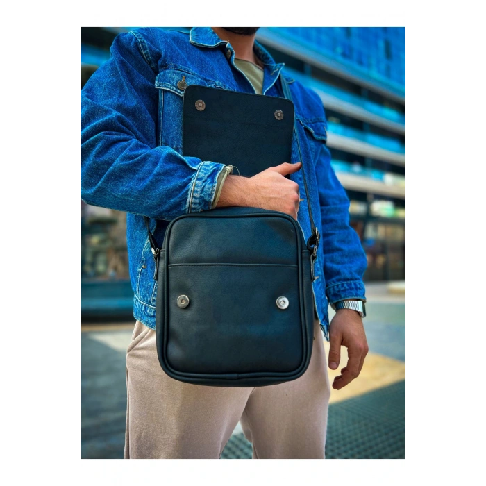 CNT009 - Cilt Deri Erkek Yan Omuz Çantası SIYAH