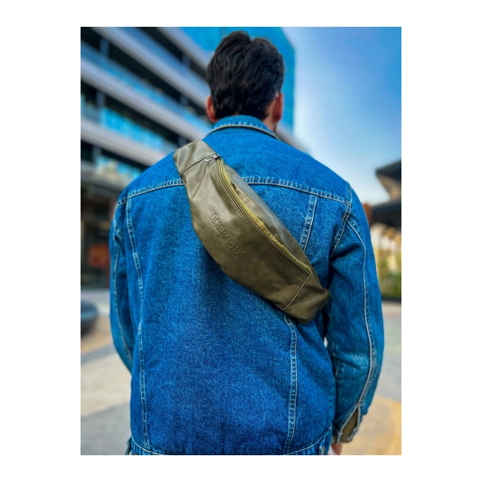 CNT010 - Cilt Deri Erkek Çapraz Çanta HAKI