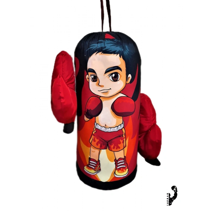 Çocuk Boks Kum Torbası Eldiven Dahil 2-6 Yaş Boksör Kırmızı