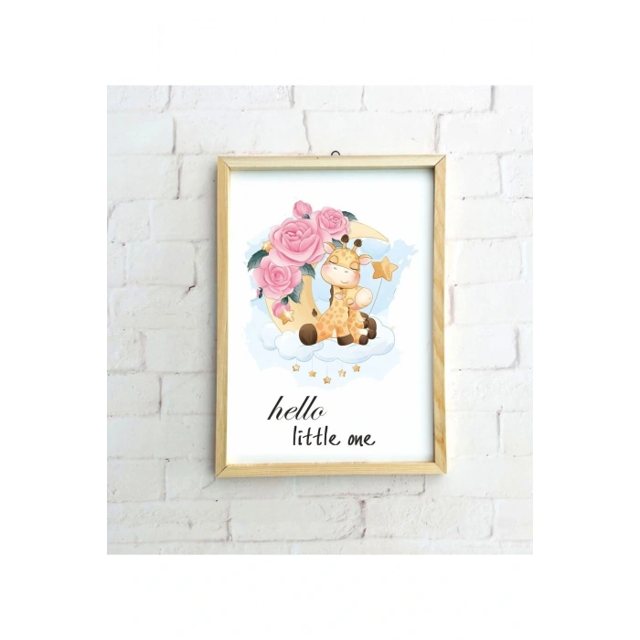 Çocuk Odası Ahşap Çerçeveli Zürafa Tablo 30 x 42