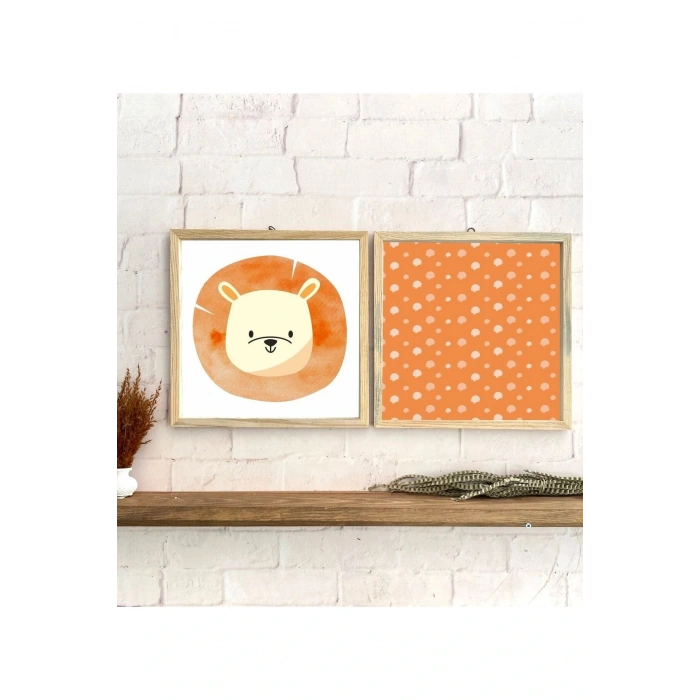 Çocuk Odası Aslan Temalı Çerçeveli Set Tablo 30 x 30