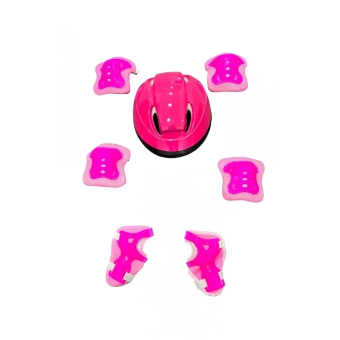 Çocuklar İçin Pembe Kask Ve Dizlik Seti
