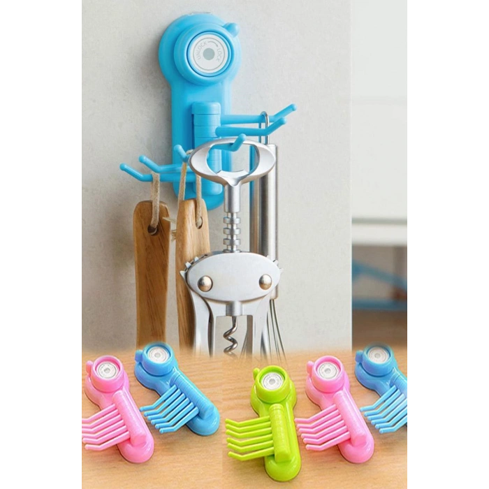 Çok Amaçlı Dekoratif Pratik 6 Kancalı Vantuzlu Dönen Askılık (5365)