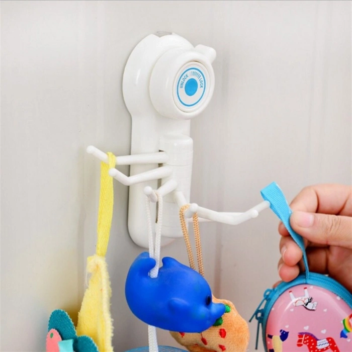 Çok Amaçlı Dekoratif Pratik 6 Kancalı Vantuzlu Dönen Askılık (5365)