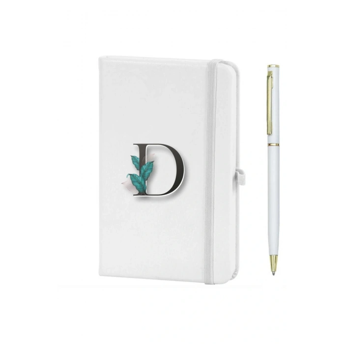 D Harfi Çiçek Baskılı Defter