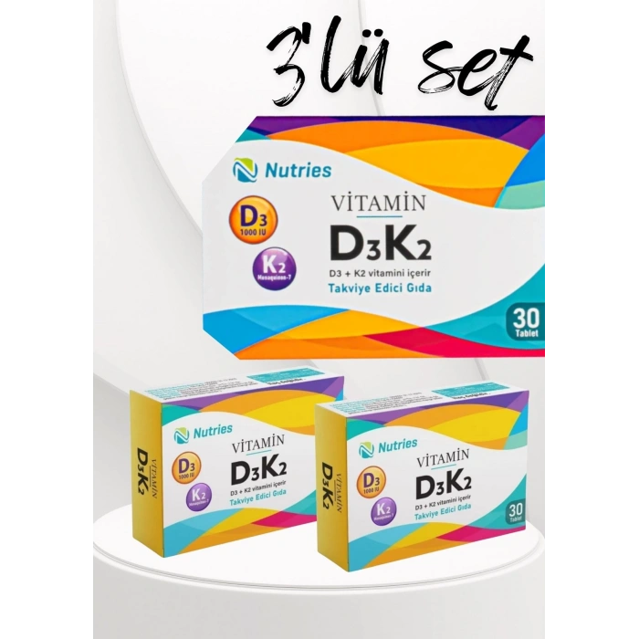 D3k2 Vitamin Takviyesi 30 Tablet – 3’lü Ekonomik Set