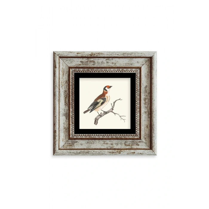 Dal ve Kuş Çerçeveli Taş Tablo 20 cm